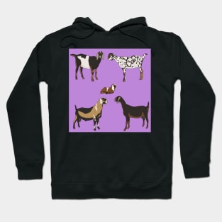 Nubian Goats Pattern Purple Hoodie